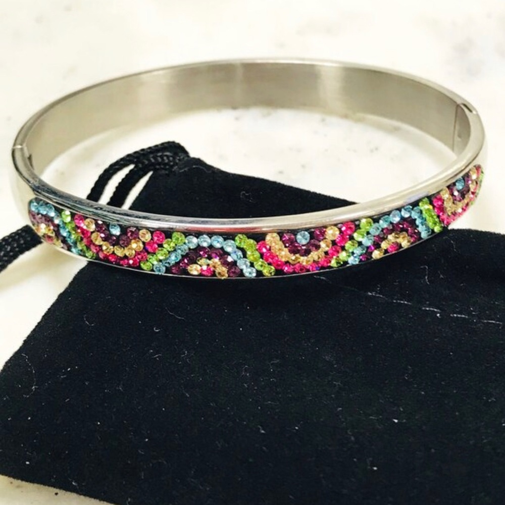 Crystal Wave Stainless Bangle,NWT - Picture 2 of 3